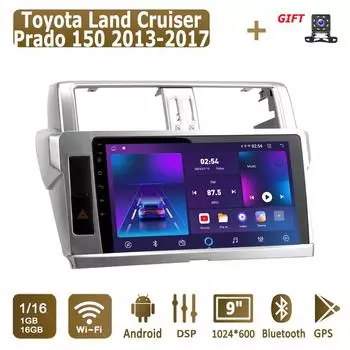 Android автомобильное радио для Toyota Land Cruiser Prado 150 2013-2017 мультимедийный проигрыватель головное устройство стерео GPS навигация BT WIFI 1+16 ГБ 1+16GB