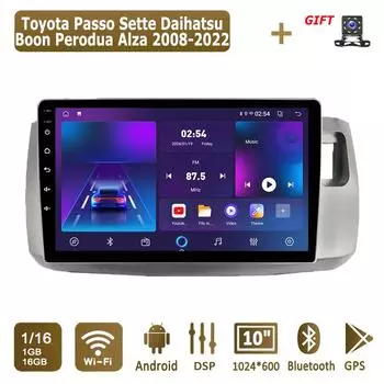 Android автомобильное радио для Toyota Passo Sette Daihatsu Boon 2008-2022 мультимедийный проигрыватель головное устройство стерео GPS навигация BT WIFI 1+16 ГБ 1+16GB