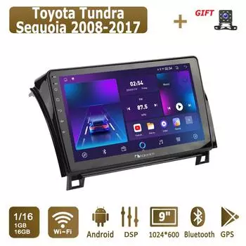 Android автомобильное радио для Toyota Tundra Sequoia 2008-2017 мультимедийный проигрыватель головное устройство стерео GPS навигация BT WIFI 1+16 ГБ 1+16GB