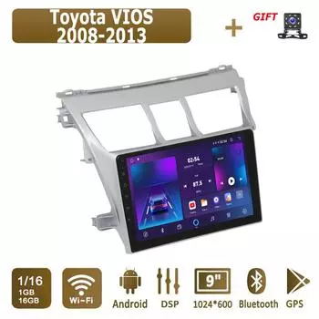 Android автомобильное радио для Toyota VIOS 2008-2013 мультимедийный проигрыватель головное устройство стерео GPS навигация BT WIFI 1+16 ГБ 1+16GB