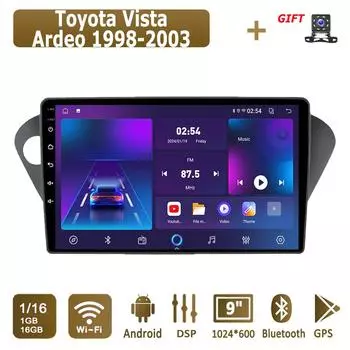 Android автомобильное радио для Toyota Vista Ardeo 1998-2003 мультимедийный проигрыватель головное устройство стерео GPS навигация BT WIFI 1+16 ГБ 1+16GB