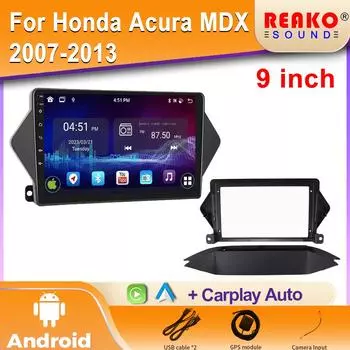 Android Car для Honda Acura MDX 2007 - 2013 Автомобильный Радио Мультимедиа GPS Плеер Навигация Стерео DVD Видео Экран Carplay WIFI IPS 4 core 1GB+32GB carplay