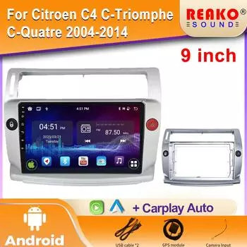 Android Car Radio для Citroen C4 C-Triomphe C-Quatre 2004-2014 Мультимедийный Видео Плеер Навигация GPS Carplay Авторадио 4 core 1GB+32GB carplay