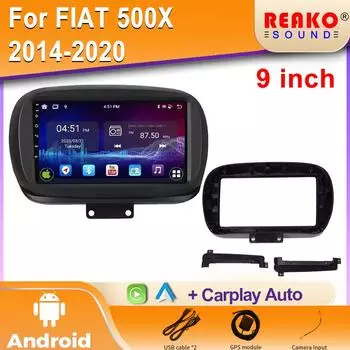 Android Car Radio для FIAT 500X 2014-2020 Автомобильный мультимедийный видеоплеер Навигация GPS Carplay Autoradio 2Din IPS DSP 4G 4 core 1GB+32GB carplay