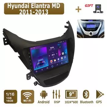 Android Car Radio для Hyundai Elantra MD 2011-2013 Мультимедийный проигрыватель Головное устройство Стерео GPS Навигация BT WIFI 1+16 ГБ 1+16GB