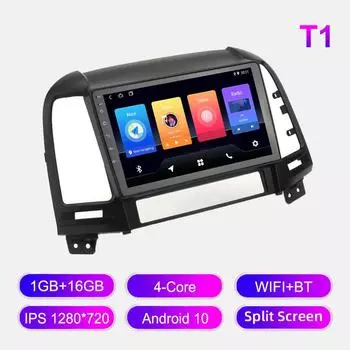 Android Car Radio для Hyundai Santa Fe II 2006-2012 Мультимедийный проигрыватель Головное устройство Стерео GPS Навигация BT WIFI 1+16 ГБ 1+16GB