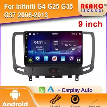 Android Car Radio для Infiniti G4 G25 G35 G37 2006-2013 Мультимедиа Bluetooth Плеер Навигация GPS 4G Carplay Авторадио 4 core 1GB+32GB carplay