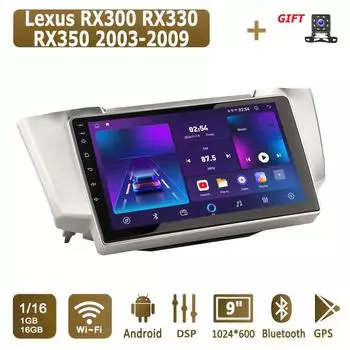 Android Car Radio для Lexus RX300 RX330 RX350 2003-2009 Мультимедийный проигрыватель Головное устройство Стерео GPS Навигация BT WIFI 1+16 ГБ 1+16GB