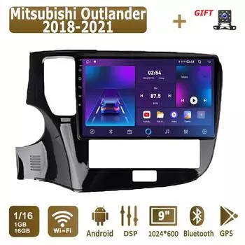 Android Car Radio для Mitsubishi Outlander 2018-2021 Мультимедийный проигрыватель Головное устройство Стерео GPS Навигация BT WIFI 1+16 ГБ 1+16GB,A