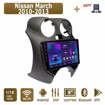 Android Car Radio для Nissan March 2010-2013 Мультимедийный проигрыватель Головное устройство Стерео GPS Навигация BT WIFI 1+16 ГБ 1+16GB
