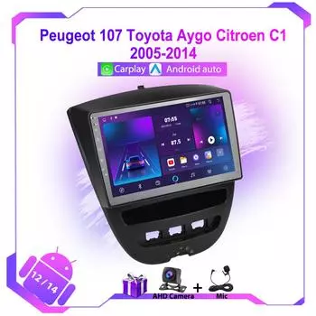 Android Car Radio для Peugeot 107 Toyota Aygo Citroen C1 2005-2014 Беспроводной Carplay Мультимедийный Видеоплеер 2DIN DVD Головное Устройство