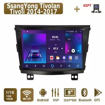 Android Car Radio для SsangYong Tivolan Tivoli 2014-2017 Мультимедийный проигрыватель Головное устройство Стерео GPS Навигация BT WIFI 1+16 ГБ 1+16GB