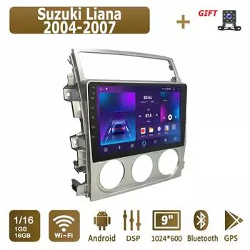 Android Car Radio для Suzuki Liana 2004-2007 Мультимедийный проигрыватель Головное устройство Стерео GPS Навигация BT WIFI 1+16 ГБ 1+16GB