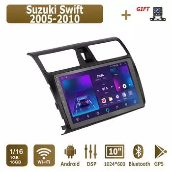 Android Car Radio для Suzuki Swift 2005-2010 Мультимедийный проигрыватель Головное устройство Стерео GPS Навигация BT WIFI 1+16 ГБ 1+16GB