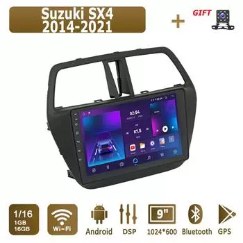 Android Car Radio для Suzuki SX4 2014-2021 Мультимедийный проигрыватель Головное устройство Стерео GPS Навигация BT WIFI 1+16 ГБ 1+16GB