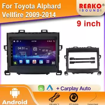 Android Car Radio для Toyota Alphard Vellfire 2009-2014 Мультимедиа Bluetooth Плеер Навигация 4G GPS Carplay стерео 4 core 1GB+32GB carplay