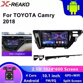 Android Car Radio для Toyota Camry 8 2017 2018 2019 2020 Автомобильный стереосистемный медиа-видеоплеер Головное устройство Wireless Carplay Android Auto 1+32