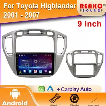 Android Car Radio для Toyota Highlander 2001 - 2007 Видео Мультимедийный Плеер Навигация Стерео GPS 4G Carplay Авторадио 4 core 1GB+32GB carplay