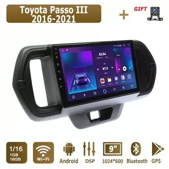 Android Car Radio для Toyota Passo III 2016-2021 Мультимедийный проигрыватель Головное устройство Стерео GPS Навигация BT WIFI 1+16 ГБ 1+16GB