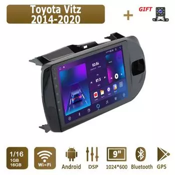Android Car Radio для Toyota Vitz 2014-2020 Мультимедийный проигрыватель Головное устройство Стерео GPS Навигация BT WIFI 1+16 ГБ 1+16GB