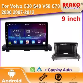 Android Car Radio для Volvo C30 S40 V50 C70 2006 2007-2012 Мультимедиа Bluetooth Плеер Навигация 4G GPS Carplay стерео 4 core 1GB+32GB carplay
