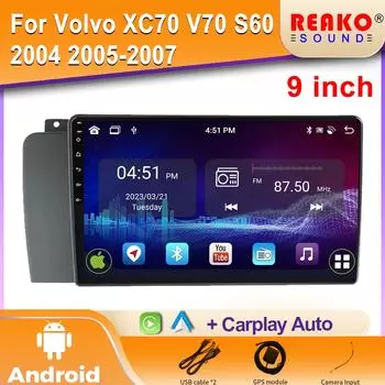 Android Car Radio для Volvo XC70 V70 S60 2004 2005-2007 Мультимедиа Bluetooth Плеер Навигация 4G GPS Carplay стерео 4 core 1GB+32GB carplay