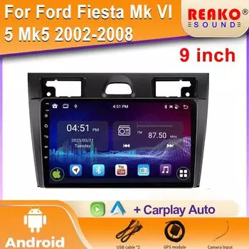 Android Car Radio For Ford Fiesta Mk VI 5 Mk5 2002 - 2008 Мультимедиа GPS Навигатор Плеер Стерео Carplay 2 Din DVD Carplay 4 core 1GB+32GB carplay