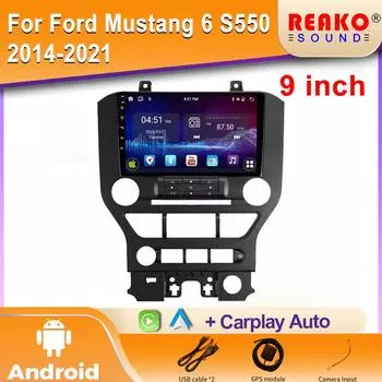 Android Car Radio For Ford Mustang 6 S550 2014-2021 Видео Мультимедиа Bluetooth Плеер Навигация GPS 4G Carplay стерео 4 core 1GB+32GB carplay