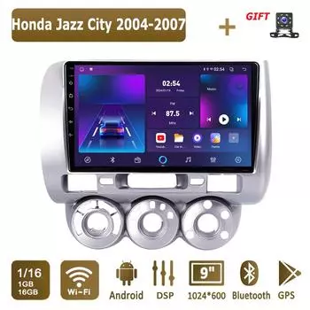 Android Car Radio For Honda Jazz City 2004-2007 Мультимедийный проигрыватель Головное устройство Стерео GPS Навигация BT WIFI 1+16 ГБ 1+16GB