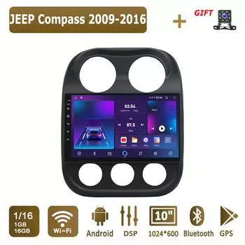 Android Car Radio For JEEP Compass 2009-2016 Мультимедийный проигрыватель Головное устройство Стерео GPS Навигация BT WIFI 1+16 ГБ 1+16GB