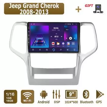 Android Car Radio For Jeep Grand Cherok 2008-2013 Мультимедийный проигрыватель Головное устройство Стерео GPS Навигация BT WIFI 1+16 ГБ 1+16GB