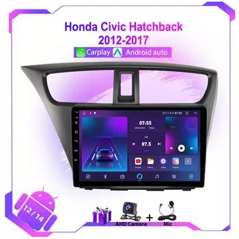 Android Car Radio GPS Stereo для Honda Civic Hatchback 2012-2017 Carplay Navigation Multimidia Video Player Head Unit NO 2Din