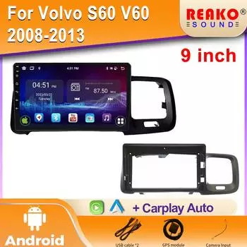 Android Car Radio Multimedia Video Player для Volvo S60 V60 2008-2013 GPS-навигация IPS DSP BT DVD Стерео Авторадио Carplay 4 core 1GB+32GB carplay