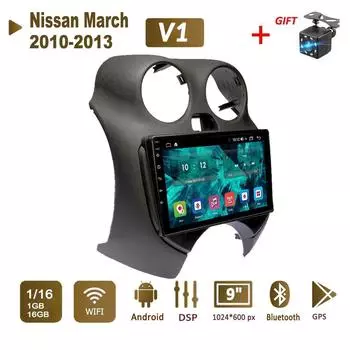 Android Car Radio Stereo для Nissan March 2010-2013 GPS-навигация 2DIN 4-ядерный мультимедийный проигрыватель 1+16 ГБ Авторадио 1+16GB