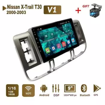 Android Car Radio Stereo для Nissan X-Trail T30 2000-2003 GPS-навигация 2DIN 4-ядерный мультимедийный проигрыватель 1+16 ГБ Авторадио 1+16GB