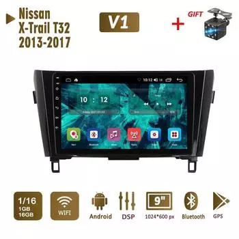 Android Car Radio Stereo для Nissan X-Trail T32 Qashqai J11 T31 J10 2013-2017 GPS-навигация 2DIN 4-ядерный мультимедийный проигрыватель 1+16 ГБ Авторадио 1+16GB