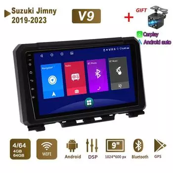 Android Car Radio Stereo для Suzuki Jimny 2019-2023 GPS-навигация 2DIN 4-ядерный мультимедийный проигрыватель Carplay Autoradio 4+64 ГБ 1+16GB