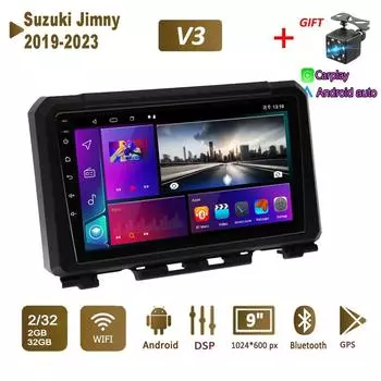 Android Car Radio Stereo для Suzuki Jimny 2019-2023 GPS-навигация 2DIN 4-ядерный мультимедийный проигрыватель Carplay Autoradio 2+32 ГБ 1+16GB