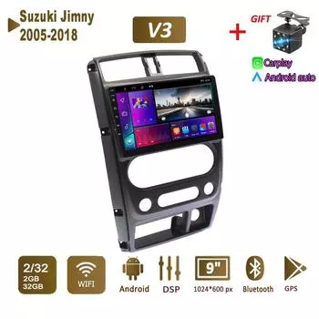 Android Car Radio Stereo для Suzuki Jimny 2005-2018 GPS-навигация 2DIN 4-ядерный мультимедийный проигрыватель Carplay Autoradio 2+32 ГБ 1+16GB