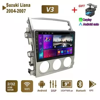 Android Car Radio Stereo для Suzuki Liana 2004-2007 GPS-навигация 2DIN 4-ядерный мультимедийный проигрыватель Carplay Autoradio 2+32 ГБ 1+16GB