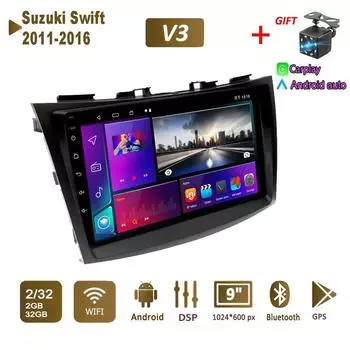 Android Car Radio Stereo для Suzuki Swift 2011-2016 GPS-навигация 2DIN 4-ядерный мультимедийный проигрыватель Carplay Autoradio 2+32 ГБ 1+16GB
