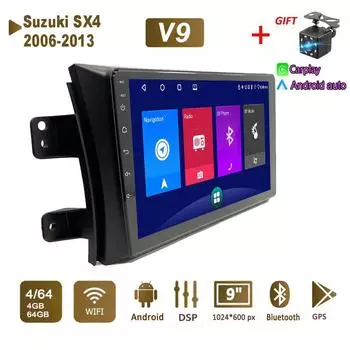 Android Car Radio Stereo для Suzuki SX4 2006-2013 GPS-навигация 2DIN 4-ядерный мультимедийный проигрыватель Carplay Autoradio 4+64 ГБ 1+16GB