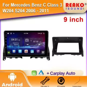 Android Car Radio Video для Mercedes Benz C Class 3 W204 S204 2006 - 2011 4G BT DSP навигация GPS мультимедийный плеер 2din DVD 4 core 1GB+32GB carplay