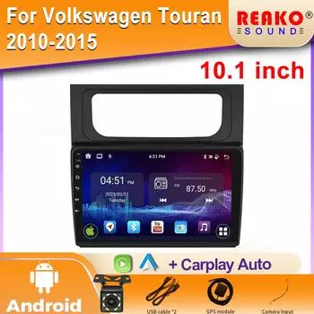 Android Car Raido для Volkswagen Touran 2010-2015 WIFI GPS навигация мультимедиа FM HD видеоплеер головное устройство IPS 2 DIN 4 core 1GB+32GB carplay