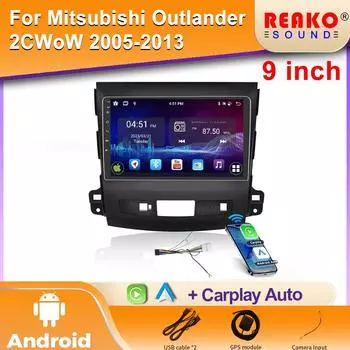 Android Car Video для Mitsubishi Outlander 2 CW0W 2005-2013 Citroen C-Crosser 1 2007-2013 Peugeot 4007 2007-2012 Carplay Auto BT 4 core 1GB+32GB carplay