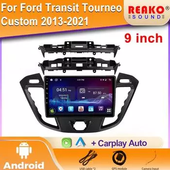 Android Carplay Auto для Ford Transit Tourneo Custom 2013-2021 Навигация Автомобильный Радиоприемник 2 Din Мультимедийный Плеер Головное Устройство Стерео 4 core 1GB+32GB carplay