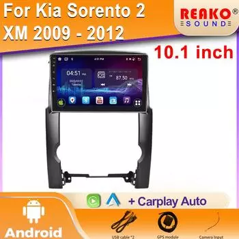 Android Carplay Автомагнитола для Kia Sorento 2 XM 2009 - 2012 Навигация GPS Мультимедиа Беспроводная Carplay Стерео 4G 2 Din 4 core 1GB+32GB carplay