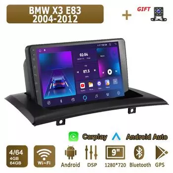 Android Carplay автомобильное радио для BMW X3 E83 2004-2012 мультимедийный проигрыватель головное устройство стерео GPS навигация BT WIFI 4+64 ГБ 1+16GB