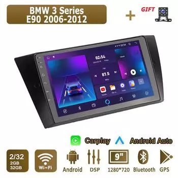 Android Carplay автомобильное радио для BMW 3 серии E90 2006-2012 мультимедийный проигрыватель головное устройство стерео GPS навигация BT WIFI 2+32 ГБ 1+16GB