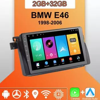 Android Carplay автомобильное радио для BMW E46 1998-2006 мультимедийный проигрыватель головное устройство стерео GPS навигация BT WIFI 2+32 ГБ 1+16GB